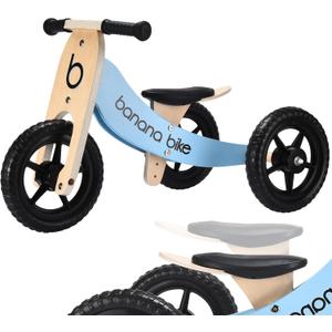 banana bike Toddler Wooden Balance Bike - No Pedals Tricycle - Puncture Proof Tires - Ergonomic and Durable - Smooth Grip Handles - Improves Coordination - Birthday Gift for Boys and Girls - Blue