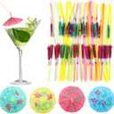 500 Pcs Umbrella Parasol Drinking Straws, Luau Party Decorations Umbrella Cocktail Straw Disposable Straws Drinking Plastic for Summer Beach Hawaiian Luau Party Decorations