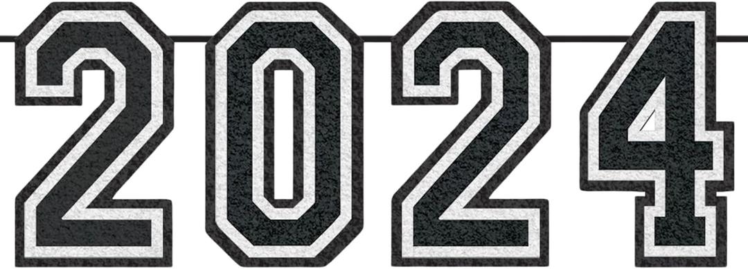 Bold White "2024" Oversized Felt Banner - 15"x12 ft (1 Pack) - Eye-catching & Durable Party Decor - Perfect for Celebrations & Event Announcements