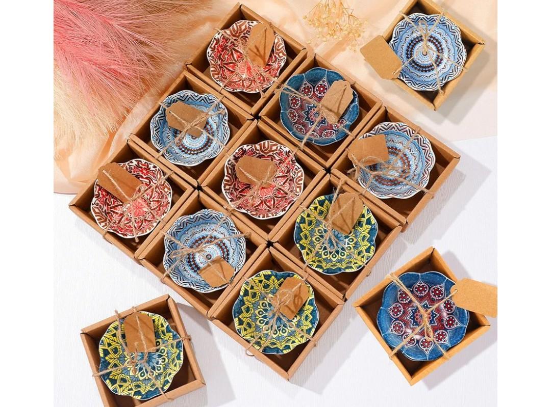 12 Pcs 3.3 Inches Small Ceramic Bowls Wedding Favors for Guests Bulk Mexican Salsa Bowl Dipping Boho Pottery Dishes for Bridal Shower Gifts Rustic Souvenirs