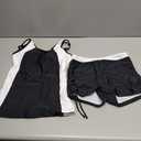 Girls Swimsuit Two Piece Color Block Adjustable Strap Tankini Sets with Drawstring Shorts Bathing Suit for Girls 9-16Y (15-16 Years, Blackwhite)