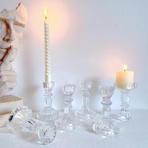 4.3" Tall Clear Crystal Candle Sticks Holder Set of 6 Glass Candle Holders Taper Candle Holder Decor for Wedding Festival Party Windowsill Wedding, Festival, Party, Thanksgiving Table