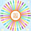 Bubble Wand, 24 Pcs Bubble Wands Bulk in 6 Colors, Bubble Party Favors for Kids, Summer Toys, Indoor Outdoor Activity, Themed Birthday, Wedding, for Girls & Boys