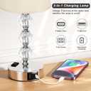 Crystal Table Lamp Set of 2 for Bedroom/Living Room, 14.6in (Beige)