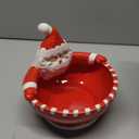 Jingmore Santa Claus Candy Bowl Christmas Ceramic Snack Dish with Santa Hug Design, 6.5 Inch Holiday Dip Bowl for Candy, Nuts, Treats, Table Ornament or Gift