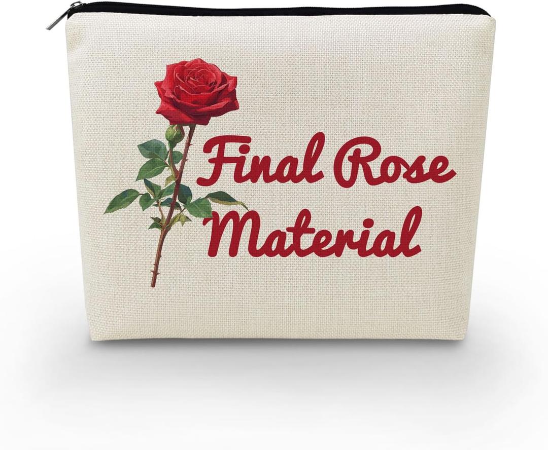 Bachelor Fans Canvas Makeup Bag Bachelor TV Show Inspirational Present Organizer Bag Final Rose Material Bachelor Toiletry Zipper Pouch Rose Cosmetic Bag Birthday Present for Women Friends