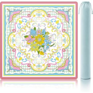 Floral American Mahjong Mat for Table 33" Rolled Packaging, Large