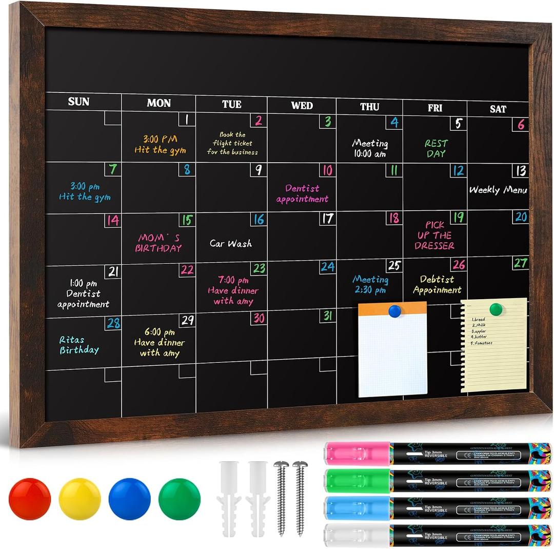 GOTIDEAL Chalkboard Calendar 36"x 24" Magnetic Chalk Calendar for Wall