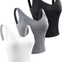 NELEUS Women's 3 Pack Athletic Compression Tank Top with Sport Bra Running Shirt (XX-Large, 8200 Black/Grey/White)
