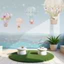ASJ Kids Nursery Peel and Stick Wallpaper Mural, Hot Air Balloon Bear Blue