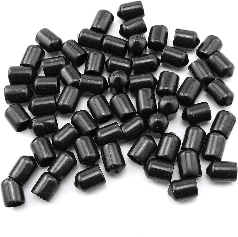 Screw Thread Protectors 60PCS 3/8" Black Rubber Thread Protection Cap Round Dust Protective Cover for 3/8 Inch Screws and Bolts Rubber End Cap