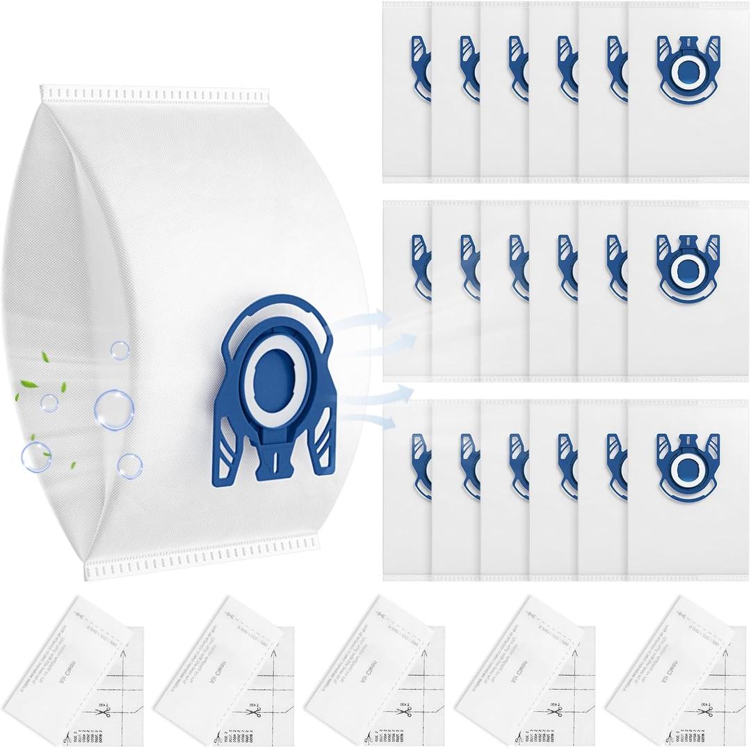 20 Pack 3D Airclean GN Vacuum Bags Compatible with Miele Classic C1, Complete C1, Complete C2, Complete C3, S227 S240, S270, S400, S2, S5, S8 Series Canister Vacuum Cleaner
