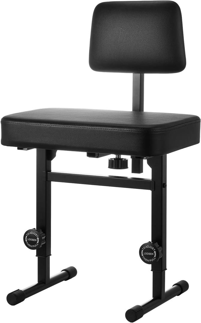 TENTOTEN Piano Bench Adjustable Height, Piano Chair with Padded Backrest Comfortable Piano Seat for Piano & Keyboard Bench for Musicians Piano Stool, Black
