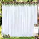 White Backdrop Curtains 2 Panels, 10 Feet Wrinkle-Free Polyester Photography Backdrop Drapes for Wedding Baby Shower Party Background Backdrop Stand- 8FTX10FT (White)
