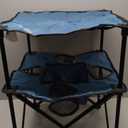 Folding Camping Table, Portable Outdoor Picnic Table, Lightweight Square Camp Table with Built-in 4 Cup Holders Food Basket and Travel Bag for Barbeque Beach Camping and Tailgate Blue