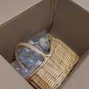 Woven Rattan Stroller Shaped Flower Basket with Handle, Versatile Trolley Decorative Flower Basket, Wicker Baby Carriage, Handwoven for Weddings, Baby Showers, Floral Arrangements
