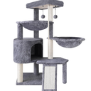 Xin Three Layer Cat Tree with Cat Condo and Two Hammocks,Grey
