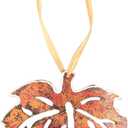 Handmade Coconut Shell Maple Leaf Hanging Ornament, Natural Fall Decor, Autumn Tree Decoration (Red)