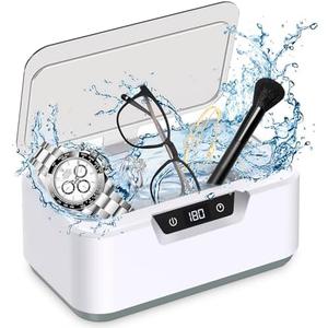 Klivvio Ultrasonic Jewelry Cleaner Machine: Ring Cleaner Ultrasonic, 48Khz Sonic Cleaner for Necklaces, Eyeglasses, Watch Strap, Dentures - Digital Timer, 4 Time Modes, 304 Stainless Steel, 13.5oz