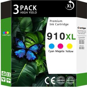 910XL High Yield Ink Cartridges Combo Pack (Black/Cyan/Magenta/Yellow 4Pack) Compatible for HP 910XL HP910 HP910XL Replacement for Office Jet Pro 8020 8025 8028 8010 OfficeJet 8015 8022 Printers