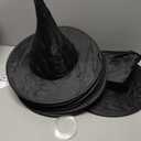 12 PCS Halloween Decorations Witch Hat Costume Accessory, Thickened Hanging Black Wizard Hats Bulk for Women Kids with Rope Floating Porch Indoor Outdoor Hocus Pocus Decor Party Supplies
