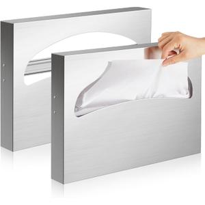 Hushee 2 Pcs Stainless Steel Toilet seat Cover Dispenser Toilet Seat Cover Holder Wall Mounted Commercial for Bathroom (Silver) Hushee 2 Pcs Stainless Steel Toilet seat Cover Dispenser Toilet Seat Cover Holder Wall Mounted Commercial for Bathroom (Silver)