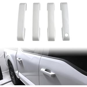 GearUp Door Handle Cover for Ford F150 Crew Cab 4 Door 2021-2025 ABS White Painted Tailgate Handle Cover (Not Replacement)