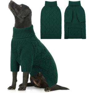 Dog Sweater Large Size Dogs, XL Dog Sweaters for Winter, Extra Large Breeds Girl Boy Pullover, Pet Knitted Knitwear Fall Sweatshirt for Pitbull, Labrador Retriever, Green X-Large