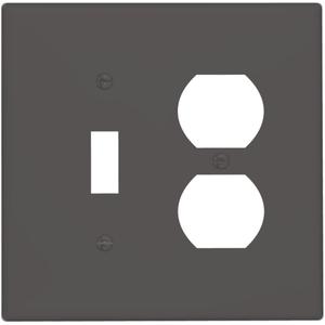 Grey/Gray 2 Gang Single Toggle/Duplex Combo Outlet Light Switch Cover, Combo 1-Toggle 1-Dimmer Decorator Wall Plate Electrical Faceplate