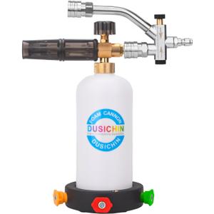 DUSICHIN Foam Cannon Snow Foam Lance Dual Ended Shift Valve For Pressure Washer, 5 Nozzle Tip Holder Dual Connector Wide Mouth Soap Cannon 5 Power Washer Sprayer Nozzles 1/4" Quick Connect Soap Cannon