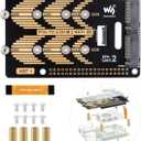 Waveshare PCIe to 2-CH M.2 HAT, Compatible with Raspberry Pi 5, Support M.2 NVMe Solid State Drive 2230 2242 2280, High-Speed Reading/Writing