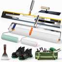 Self Leveling Concrete Tool Kit with Floor Squeegee,Spiked Rollers, Spike Shoes,Wooden Handle Floating Trowel,Storage Bag,Professional Epoxy Floor Leveling Tools for Cement,Resin,Garage Flooring