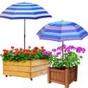 Abbylike 2 Set Plant Umbrellas for Outdoor Plants, Garden Umbrella Shade for Potted Plants and Garden Beds Plant Cover for Sun Summer Beach Terrace Lawn Swimming Pool (Stripe,Blue and White)