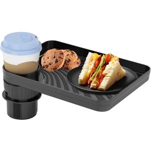 Car Seat Tray for Kids Car Seat Tray with Expandable Base for Snacks, Toys, Books, Entertainment Kids Travel Essentials Fits Most Cup Holders (1)