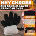Heat Resistant Gloves Aramid Oven Gloves with Fingers for Cooking, BBQ Gloves with Cotton Lining, Non-Slip, 9.45"x3.94" Kitchen Mitts for Baking & Frying, Grilling Accessories, One Size
