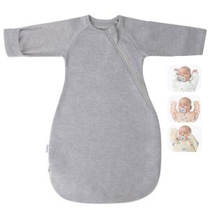 Premium Soft Cotton Transitional Swaddle Sack with Arms Up & Sleeves 0-3 Months, Mitten Cuffs, 2-Way Zipper, Sleeping Sacks for Newborns - Calms Startle Reflex, Boys & Girls Sleep Bag (Classic Gray)