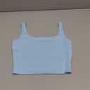 Artfish Women's Sleeveless Strappy Tank Square Neck Double Layer Workout Fitness Casual Basic Crop Tops (Light Blue) XS