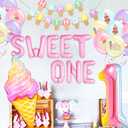 1st Birthday Decorations for Girl Sweet One Party Decorations | Donut Ice Cream Themed Party Supplies for Baby Girl 1st Birthday Party Decor Set with Balloon Backdrop Garland Banner