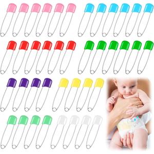 Diaper Safety Pin - 100pcs Plastic Head Baby Heavy Diapers Pins 2.1 Inch Large Colorful Cloth Pins for Clothes Cloth Diapers Fasteners Accessories