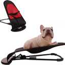 Dog Rocking Chair, Portable Cat Rocking Chair, Pet Dog Bed Cat Sofa, Foldable Rocking Chair Small Pet Rocker for Pets up to 30 lbs (Red) (Black with red double net)