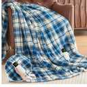 Heated Electric Blanket Twin Size,62X84 Heating Blanket with 10 Heats Levels&8 Hours Auto Off&Timer,Blue Plaid Soft Cozy Sherpa Blankets Warmer Gifts for Grandma Women Adult,Fast Heating Washable