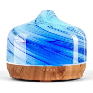 Porseme 500ml Glass Essential Oil Diffuser Aromatherapy Ultrasonic Cool Mist Humidifier 15-21 Running Hours Waterless Auto-Off Air Diffusers for Sleeping Yoga Working Spa(Ink)