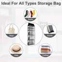 Improved Closet Handbag Purse Holder with 5 Large Heavy-Duty Mesh Shelves, Space Saving Hanging Handbag Storage Tote Bag Organizer Holder for Wardrobe Closet(Black)
