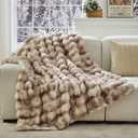 Faux Fur Throw Blanket 50x60 Inches, 800GSM Soft Plush Thick Bubble Blanket for Couch and Bed, Fuzzy Soft Tie-Dye Brown Faux Rabbit Fur Blanket for Sofa Living Room Bedroom