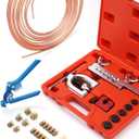 25 ft 3/16" Copper Coated Brake Line Kit +Tube Bender (Includes 16 Fittings and 4 Unions Brake Line Fittings) + Brake Line Double & Single Flaring Tool Kit