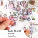 Kawaii Stickers Set (100 Sheets) - Cute PET Transparent Cartoon Animal Flower Decorative Scrapbook Sticker for Bullet Journaling,DIY Arts Crafts,Album,Planners,Junk Journal,Calendars and Notebook