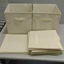 Set of 8 Foldable Fabric Storage Cube Bins | Collapsible Cloth Organizer Baskets Containers | Folding Nursery Closet Drawer | Features Dual Handles | More Beautiful Colors (Off White) (Beige)