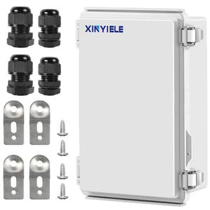 Waterproof Outdoor Project ABS Plastic Junction Box IP67 Weatherproof Dustproof Enclosure with Hinged Cover, Mounting Plate,Wall Brackets for Power Project (11"X7.5"X5.5")