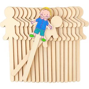 Sintuff 150 Pcs People Craft Sticks 5.3 Inch Jumbo People Shaped Craft Sticks Natural Wooden Craft Sticks for Student DIY Project Making Classroom Home Decoration Craft