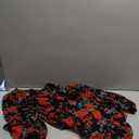 AIMCOO Women's Floral Print Deep V-Neck Romper Double Layer Ruffle Hem Jumpsuits Long Baggy Sleeves Waist Tie Short Rompers (Medium)